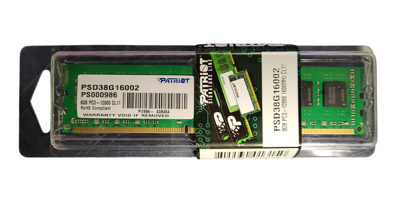 Patriot Signature Line PSD38G16002 - 8GB DDR3 1600MHz CL11 UDIMM Desktop RAM