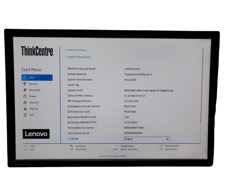 Lenovo ThinkCentre M70q Gen 2 USFF, i5-11400T, 8GB DDR4, No HDD/OS