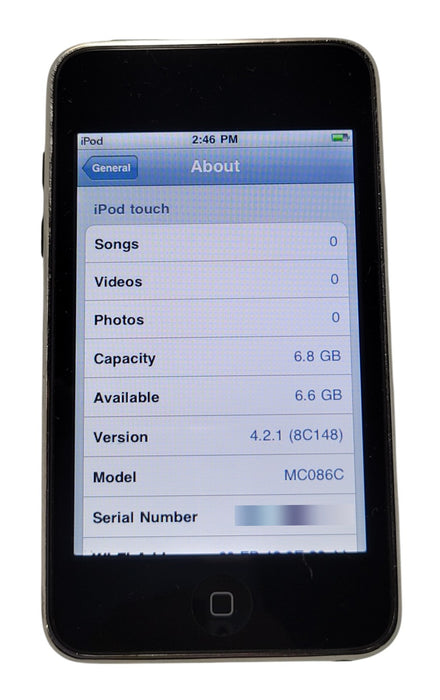 Apple iPod touch 2nd Gen A1288 - 8GB MC086C iOS 4.2.1