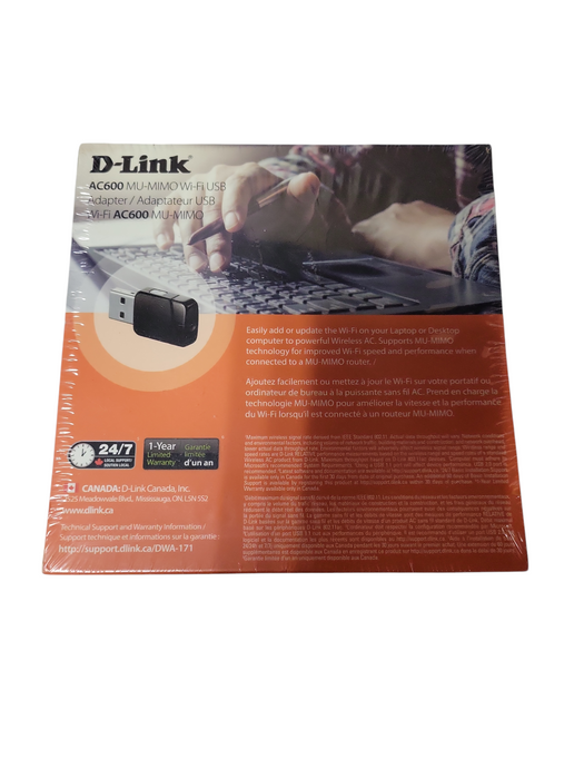 D-Link DWA-171 Wi-Fi Wave 2 AC600 USB 2.0 Wireless Adapter