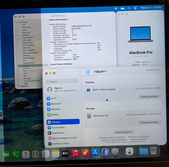 Apple MacBook Pro 13" M2 2022 Touch Bar 24GB 512SSD Damaged LCD For Parts/Repair