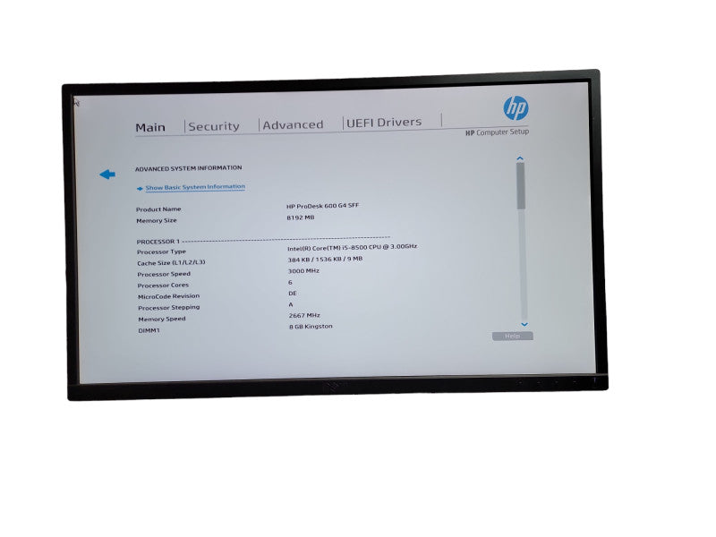 HP ProDesk 600 G4 SFF Desktop i5 - 8500 CPU @ 3.00GHz 8GB DDR4 Ram QÎ¸