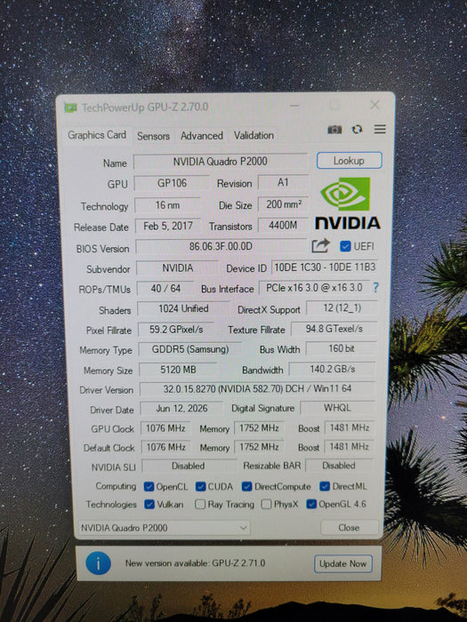 NVIDIA Quadro P2000 5GB GDDR5 4x DisplayPort Graphics Card