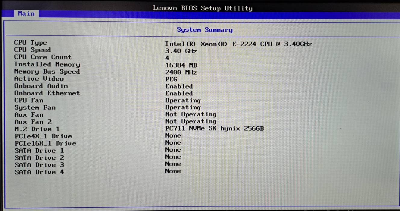 Lenovo ThinkStation P330 Tower - Xeon E-2224 3.40GHz 16GB RAM 256GB NVMe No GPU