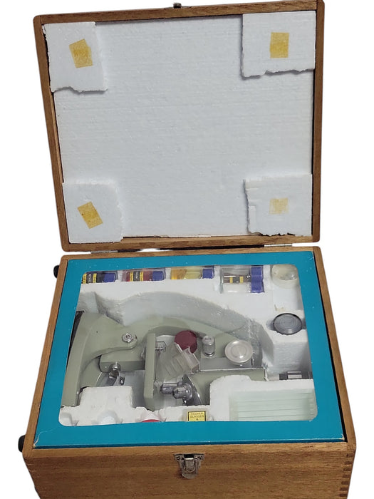 Tasco 1200XZ Zoom Explorer - 50-1200X Microscope Kit with Wooden Case (READ)
