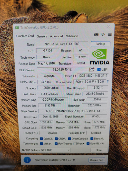 Gigabyte GeForce® GTX 1080 G1 Gaming 8G Graphics Card