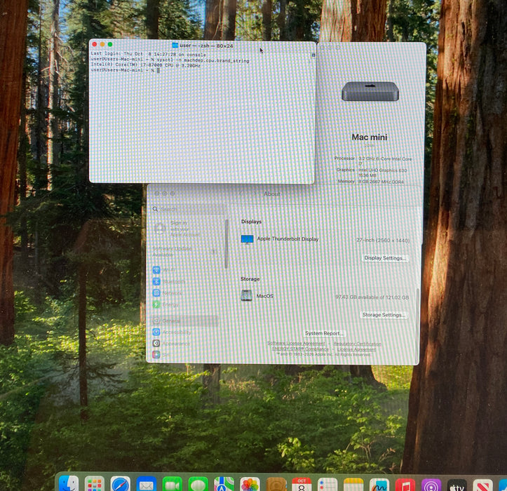 Apple Mac Mini 2018 Intel Core i7-8700B 3.20GHz 8GB RAM 128GB SSD