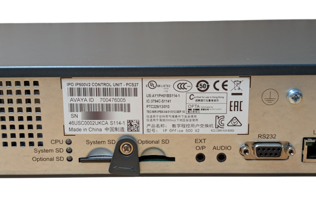 Avaya IP Office IP500 V2 Control Unit - 700476005 Phone DS VCM PRI
