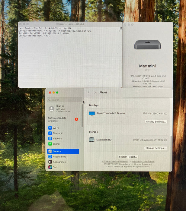 Apple Mac Mini 2018 Intel Core i3-8100B 3.60GHz 8GB RAM 128GB SSD