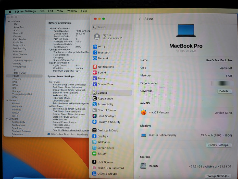 Apple MacBook Pro 13" 2020 A2338 Apple M1 8GB RAM 512GB SSD NO AC READ