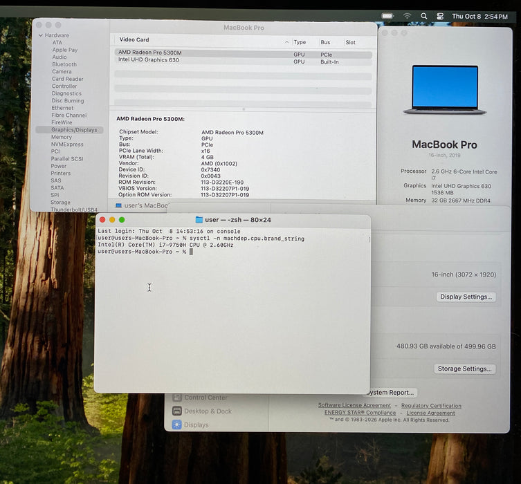 Apple MacBook Pro 16" 2019 i7-9750H Radeon Pro 5300M GPU 32GB RAM 512GB SSD READ