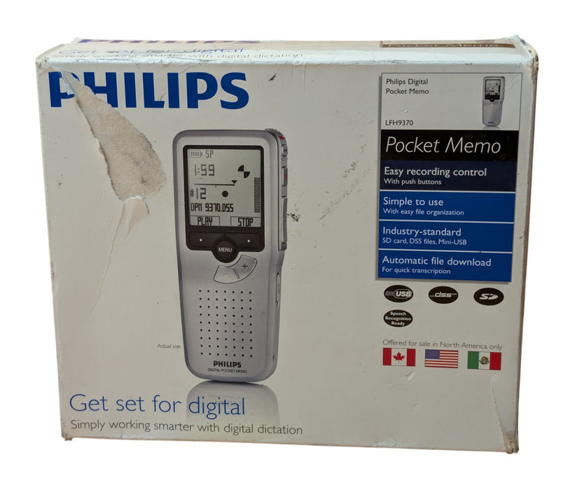 Philips Digital Pocket Memo LFH9370 Handheld Voice Dictation Recorder