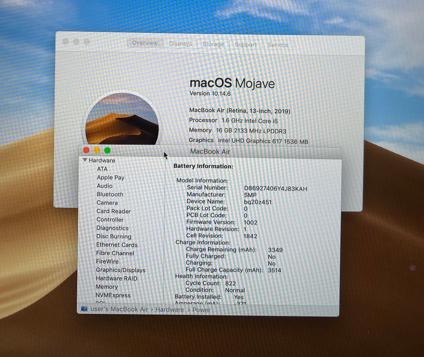 Apple MacBook Air 13" 2019 Intel Core i5-8210Y 1.60GHz 16GB RAM 512GB SSD READ!