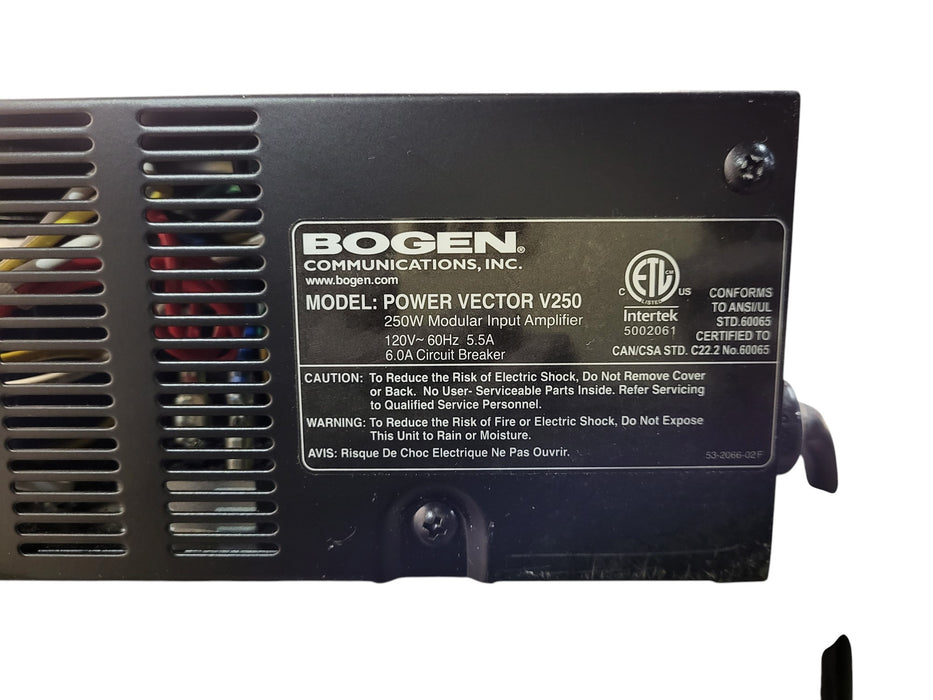 Bogen V250 Power Vector - 250W 8-Channel Modular Input Amplifier