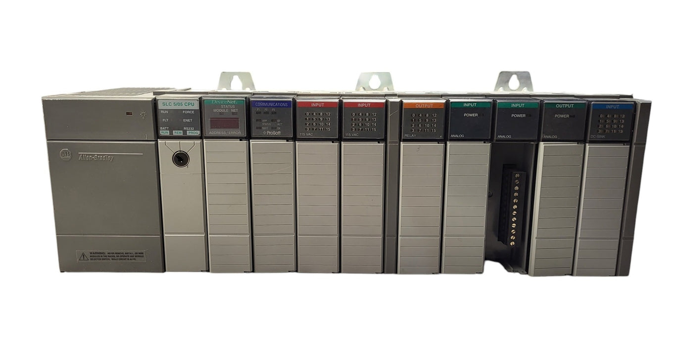 Allen-Bradley SLC 500 1746-A10 10-Slot Chassis w/ SLC 5/05 CPU & Modules