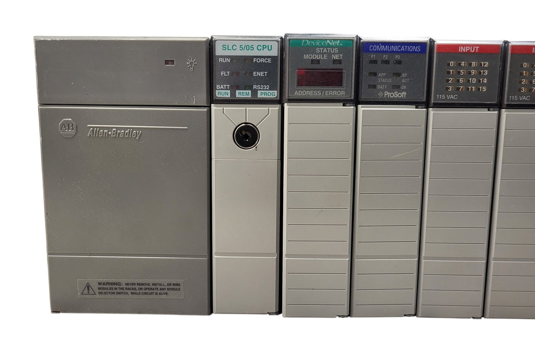 Allen-Bradley SLC 500 1746-A10 10-Slot Chassis w/ SLC 5/05 CPU & Modules