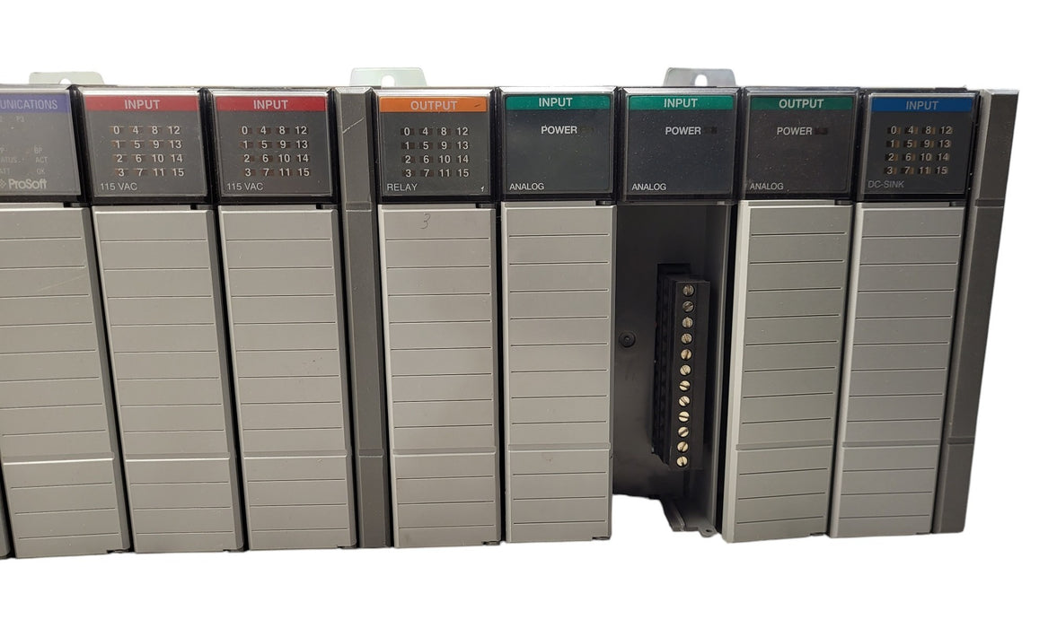 Allen-Bradley SLC 500 1746-A10 10-Slot Chassis w/ SLC 5/05 CPU & Modules