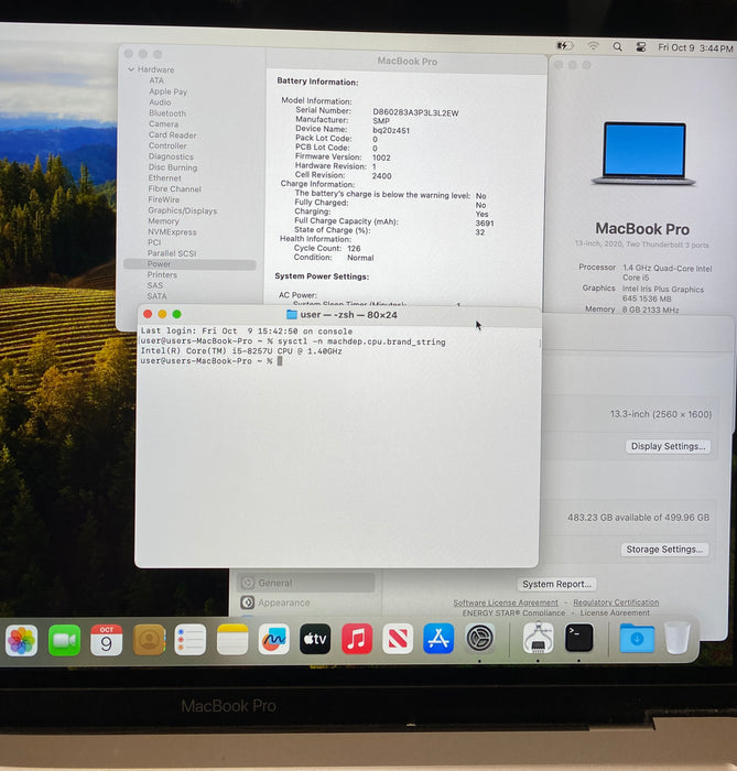 Apple MacBook Pro 13" 2020 Intel Core i5-8257U 1.40GHz 8GB RAM 512GB SSD READ!