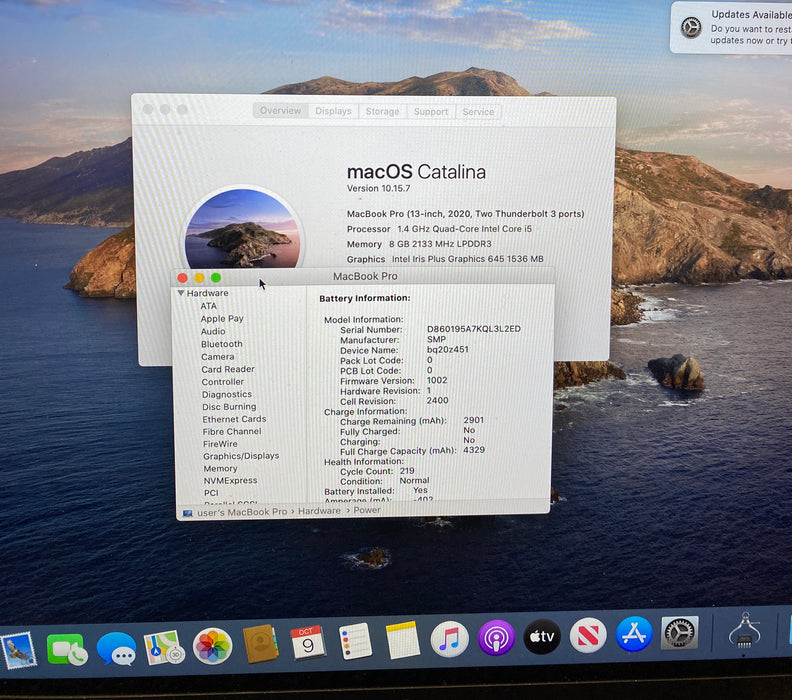 Apple MacBook Pro 13" 2020 Intel Core i5-8257U 1.40GHz 8GB RAM 512GB SSD READ!
