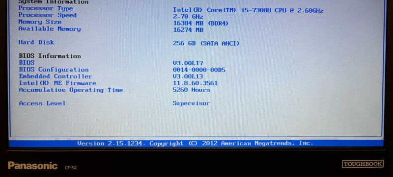 Panasonic ToughBook CF-54 Core i5-7300U 16GB RAM 256GB SSD 5260Hrs. READ