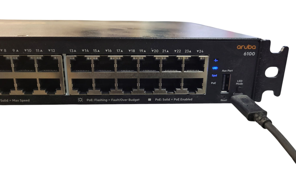 Aruba 6100 JL677A - 24-Port 1G PoE+ 4x 10G SFP+ Switch (READ)