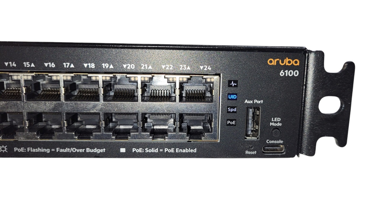 Aruba 6100 JL677A - 24-Port 1G PoE+ 4x 10G SFP+ Switch (READ)
