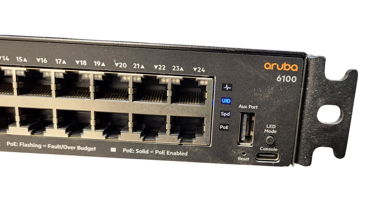 Aruba 6100 JL677A - 24-Port 1G PoE+ 4x 10G SFP+ Switch (READ)