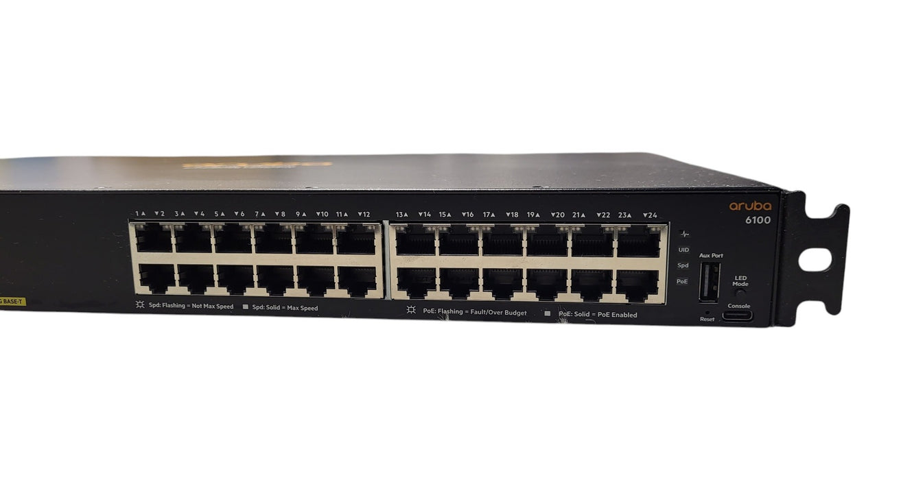 Aruba 6100 JL677A - 24-Port 1G PoE+ 4x 10G SFP+ Switch (READ)