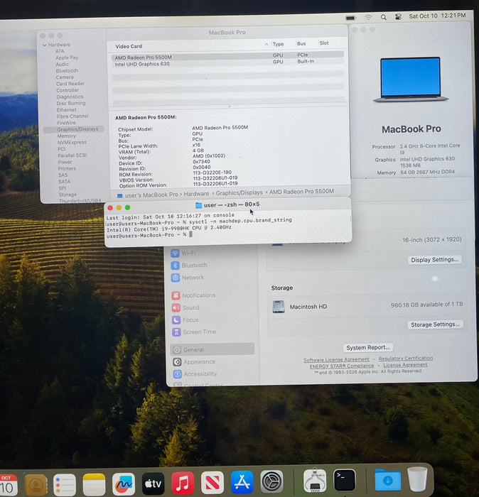 Apple MacBook Pro 16" 2019 i9-9980HK Radeon Pro 5500M 64GB RAM 1TB SSD READ!