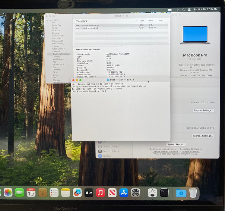 Apple MacBook Pro 16" 2019 i9-9980HK Radeon Pro 5500M 32GB RAM 1TB SSD READ!