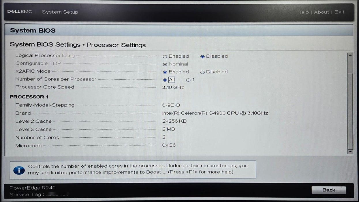 Dell PowerEdge R240 - Intel Celeron G4900 3.10GHz 16GB RAM 250W PSU