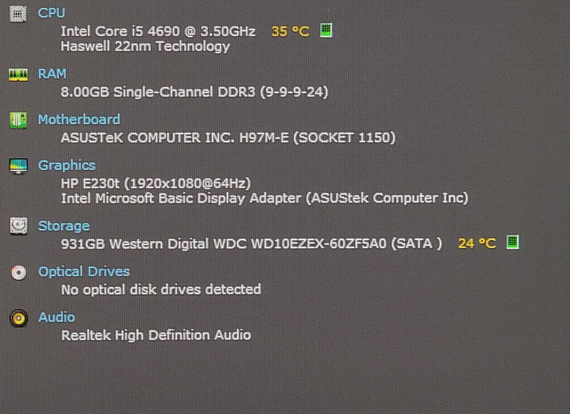 Custom PC/ASUS H97M-E, i5-4690 3.50GHz, 8GB DDR3, 1TB 3.5\\" HDD