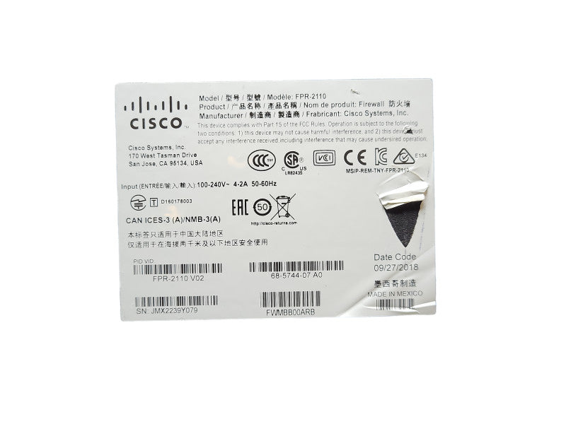 Cisco FPR-2110 FPR-2100 Series Firewall Security Appliance Q$