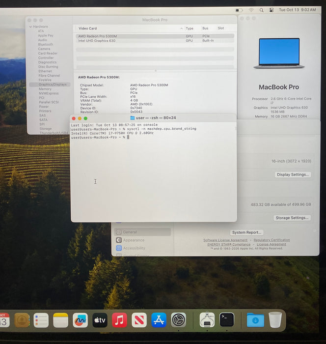 Apple MacBook Pro 16" 2019 i7-9750H Radeon Pro 5300 GPU 16GB RAM 512GB SSD READ!