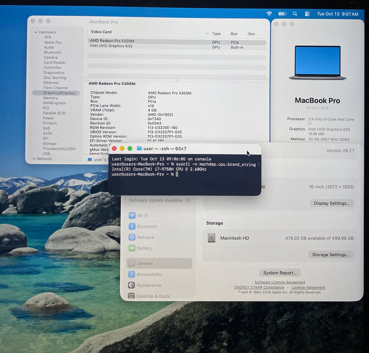 Apple MacBook Pro 16" 2019 i7-9750H Radeon Pro 5300 GPU 32GB RAM 512GB SSD READ!