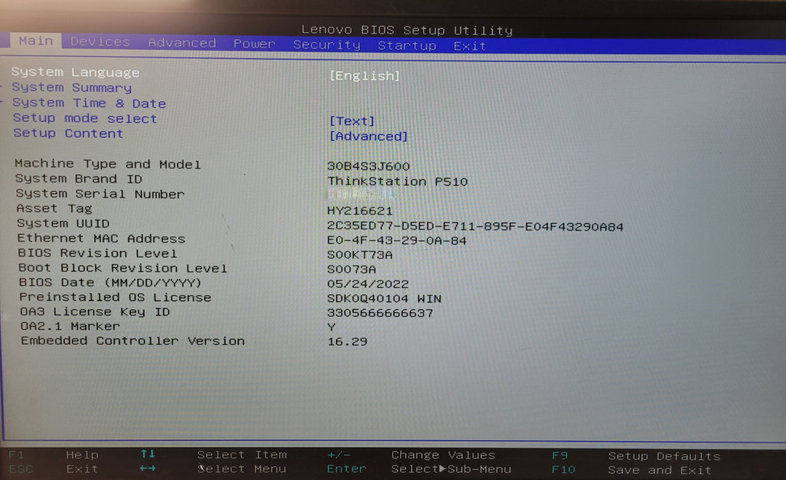Lenovo ThinkStation P510 | Xeon E5-1650 v4 @3.60GHz 16GB DDR4  K220 | NO HDD