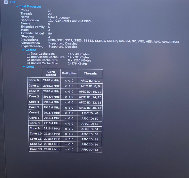 Lenovo ThinkPad P1 Gen 5 4K LCD i9-12900H RTX5500 16GB GPU 16GB RAM 256GB SSD