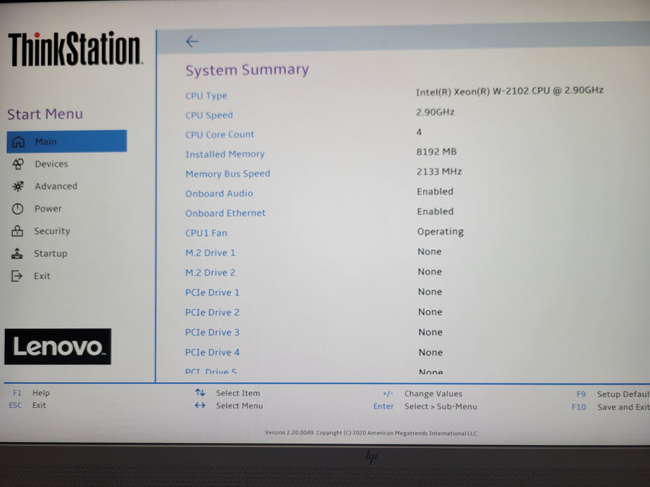 Lenovo ThinkStation P520, Xeon W-2102 2.90GHz, 8GB DDR4, 690W PSU, No GPU, READ