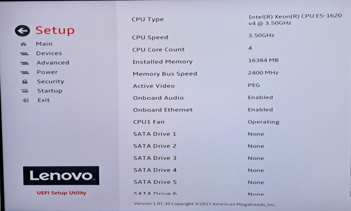 Lenovo ThinkStation P510 - Xeon E5-1620 v4 3.50GHz 16GB RAM 650W | No HDD