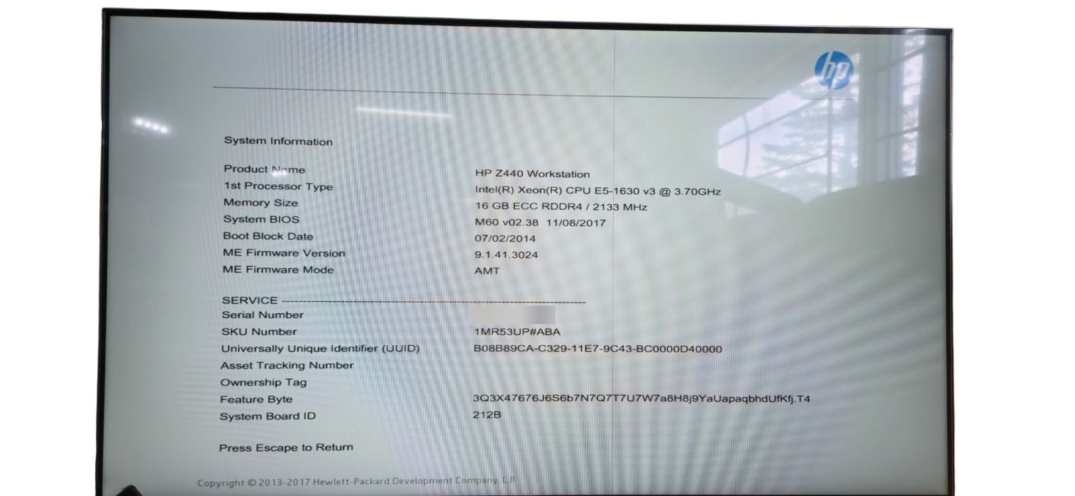HP Z440 Workstation - Xeon E5-1630 v3 3.70GHz 16GB DDR4 No Storage No GPU
