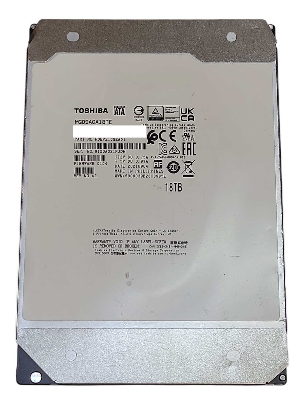 18TB Toshiba MG09ACA18TE – SATA 6Gb/s 3.5 inch — retail.era