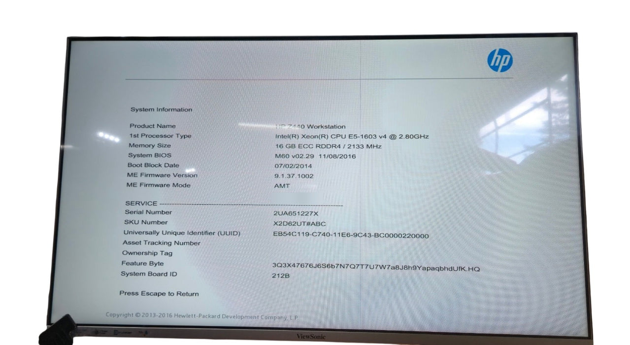 HP Z440 Workstation - Xeon E5-1603 v4 2.80GHz 16GB RAM No Storage No GPU
