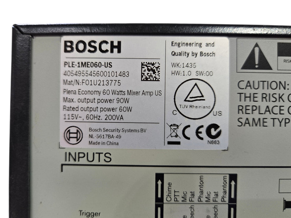 Bosch PLE-1ME060-US Plena Economy 60W Mixer Amplifier