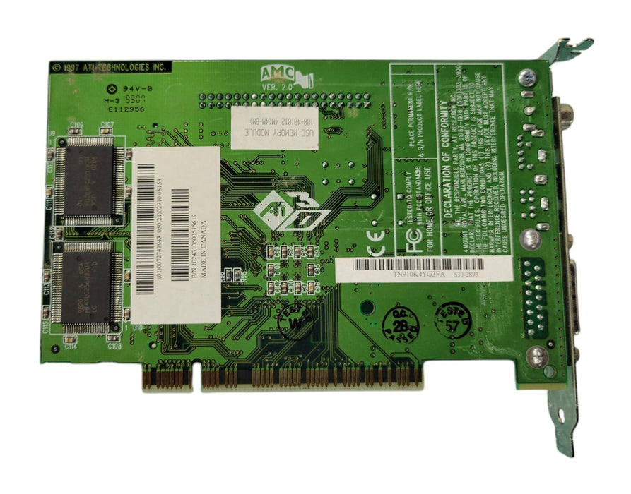 ATI 3D Rage Pro AGP 2X 1024310500 - Vintage Video Graphics Card