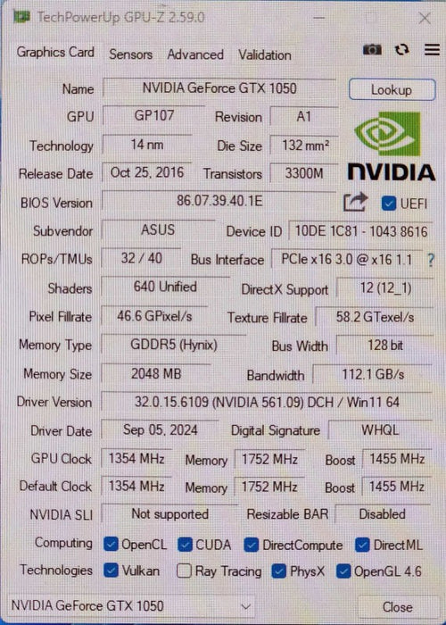 ASUS PH-GTX1050-2G Phoenix GeForce GTX 1050 2GB GDDR5 Graphics Card