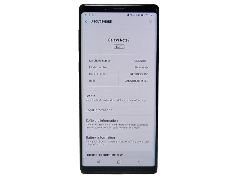Samsung Galaxy Note 9 128GB (SM-N960W) - READ $