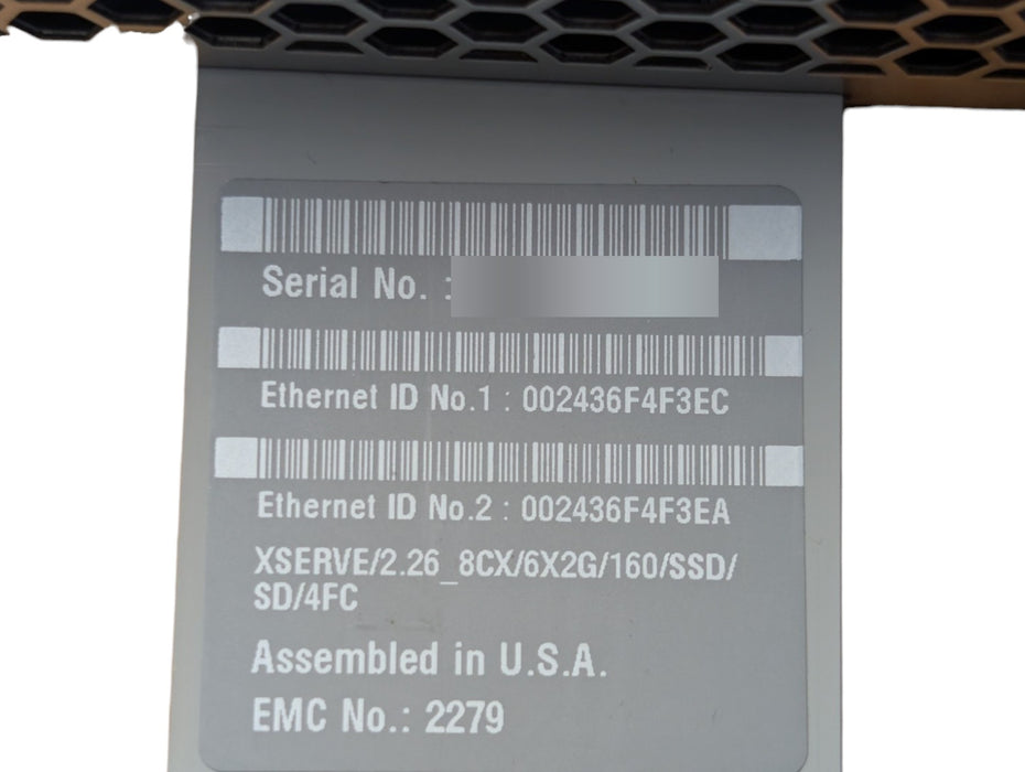 Apple Xserve Early 2009 A2279 - 2x Xeon E5520 2.26GHz 96GB RAM 2x 750W PSU