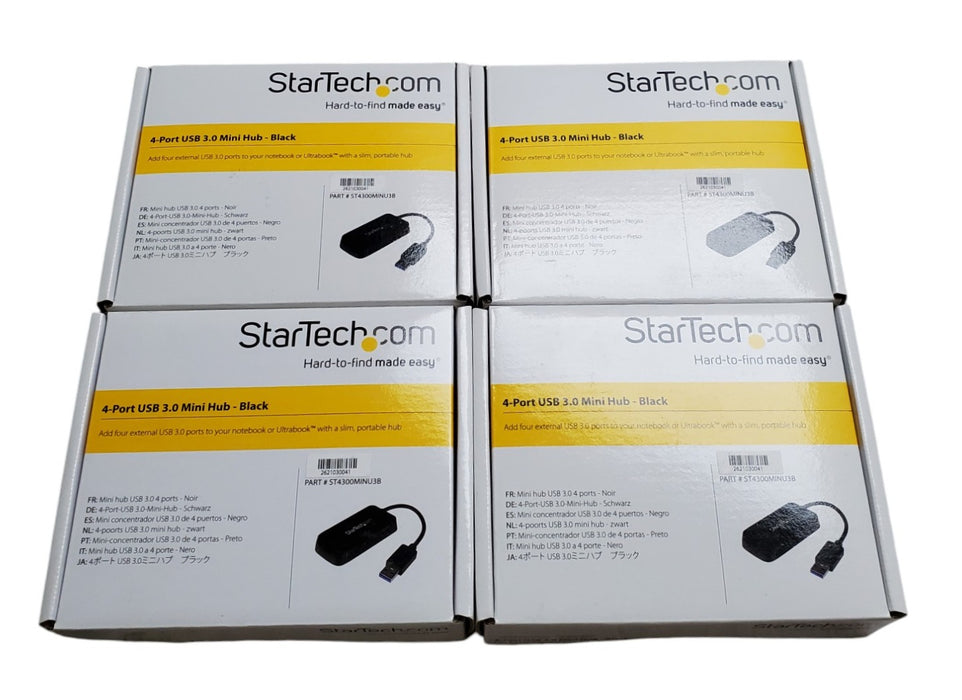 Lot 4x StarTech ST4300MINU3B - 4-Port USB 3.0 Mini Hub