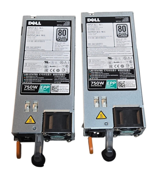 2x Dell D750E-S0 0V1YJ6 - 750W 80 Plus Platinum Server Power Supply Pair