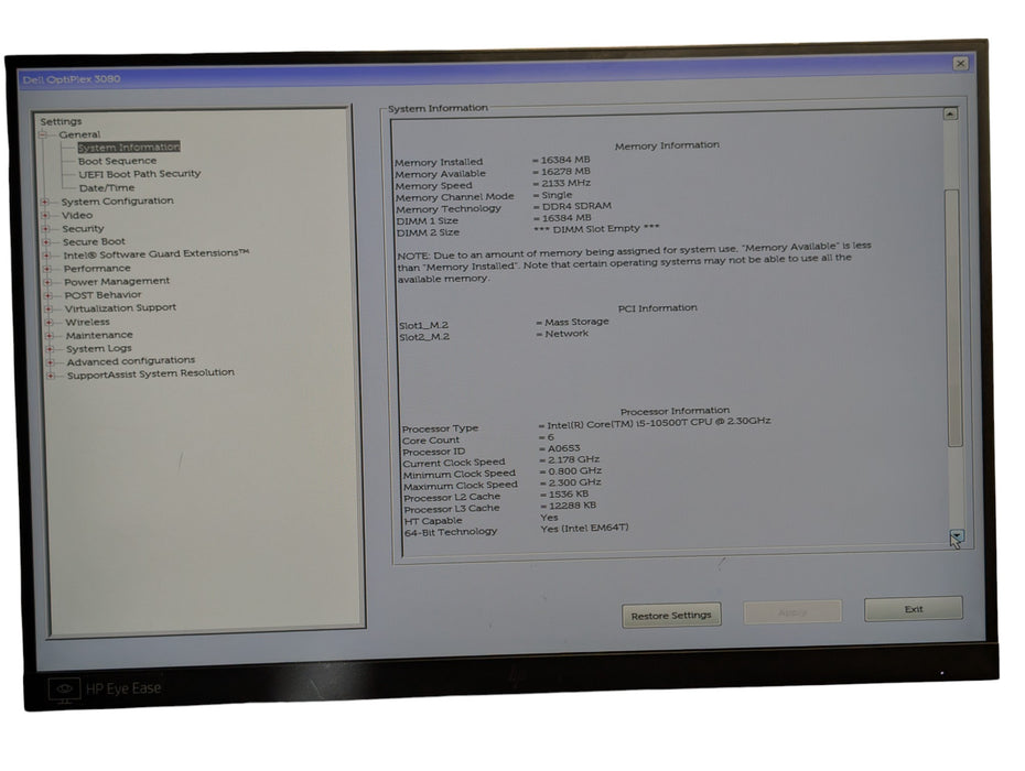 Dell OptiPlex 3080 Micro - Core i5-10500T 2.3GHz 16GB RAM 256GB NVMe SSD WiFi